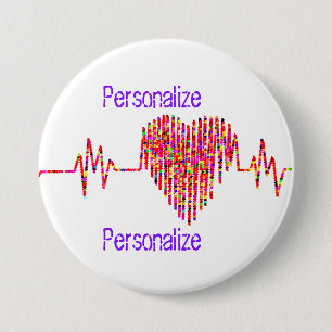 EKG-hartlijn Ronde Button 7,6 Cm