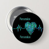 EKG-hartlijn Ronde Button 7,6 Cm (Voorkant /achterkant)
