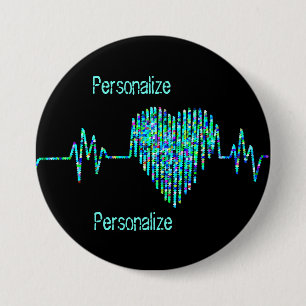 EKG-hartlijn Ronde Button 7,6 Cm