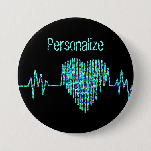 EKG-hartlijn Ronde Button 7,6 Cm (Voorkant)