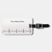 EKG hartslag op grafiekpapier, PhD (arts) puls Bagagelabel (Voorkant horizontaal)