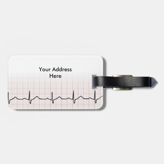 EKG hartslag op grafiekpapier, PhD (arts) puls Bagagelabel (Achterkant horizontaal)