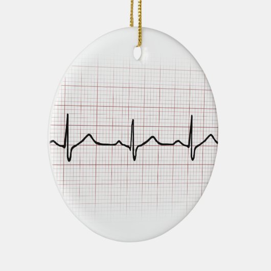 EKG hartslag op grafiekpapier, PhD (arts) puls Keramisch Ornament (Rechts)