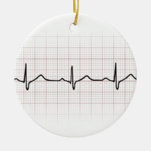 EKG hartslag op grafiekpapier, PhD (arts) puls Keramisch Ornament