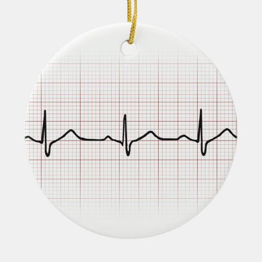 EKG hartslag op grafiekpapier, PhD (arts) puls Keramisch Ornament (Voorkant)