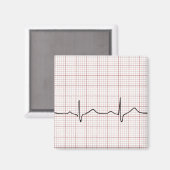 EKG hartslag op grafiekpapier, PhD (arts) puls Magneet (Voorkant / Achterkant)