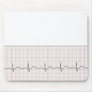EKG hartslag op grafiekpapier, PhD (arts) puls Muismat