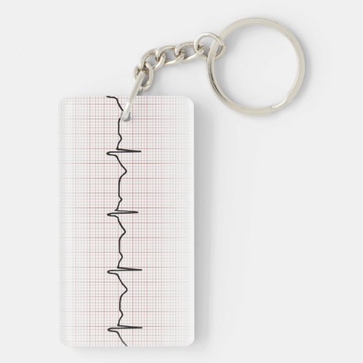 EKG hartslag op grafiekpapier, PhD (arts) puls Sleutelhanger (achterkant)