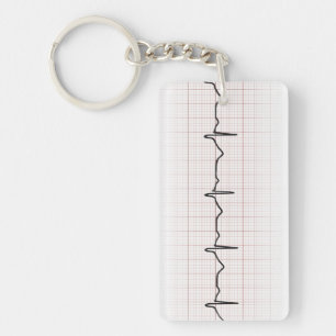 EKG hartslag op grafiekpapier, PhD (arts) puls Sleutelhanger