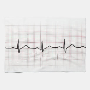 EKG hartslag op grafiekpapier, PhD (arts) puls Theedoek
