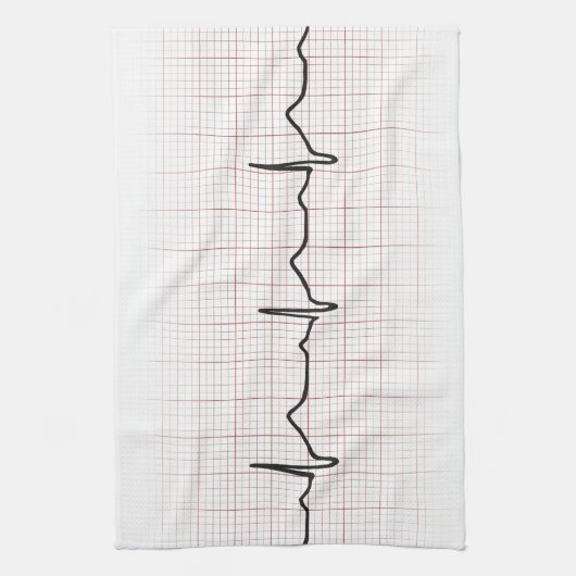EKG hartslag op grafiekpapier, PhD (arts) puls Theedoek (Verticaal)