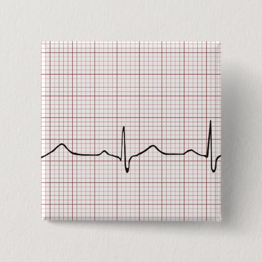 EKG hartslag op grafiekpapier, PhD (arts) puls Vierkante Button 5,1 Cm (Voorkant)