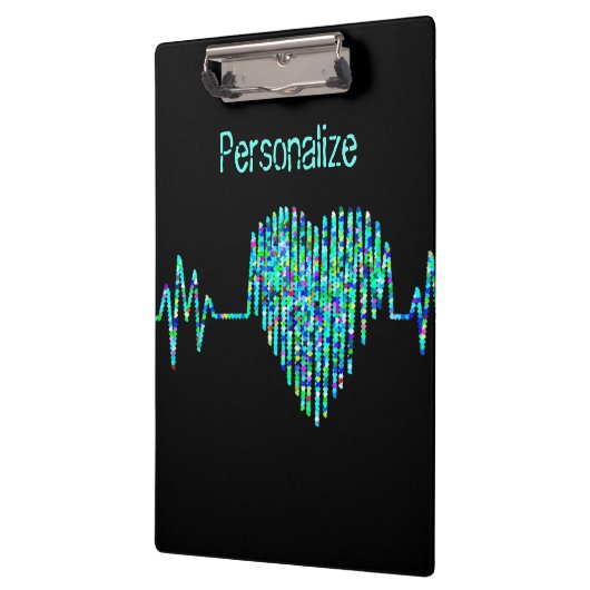 EKG lijn hart medisch zwart blauwgroen blauw Klembord (Links)