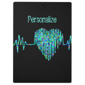 EKG lijn hart medisch zwart blauwgroen blauw Klembord (Achterkant)