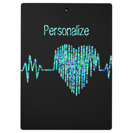 EKG lijn hart medisch zwart blauwgroen blauw Klembord (Achterkant)