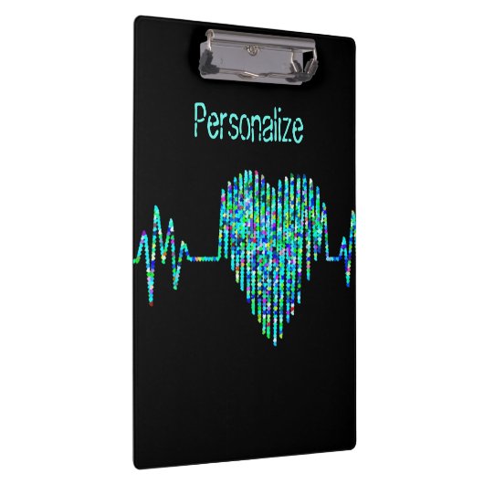 EKG lijn hart medisch zwart blauwgroen blauw Klembord (Rechts)