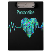 EKG lijn hart medisch zwart blauwgroen blauw Klembord (Voorkant)