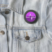 EKG lijn medisch paarse zwart Ronde Button 5,7 Cm (In situ)