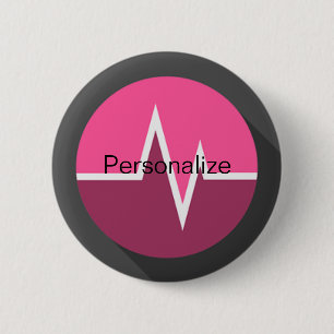 EKG-lijn medische dr arts roze zwart Ronde Button 5,7 Cm