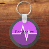 EKG lijn medische paarse sleutelhanger (Voorkant)