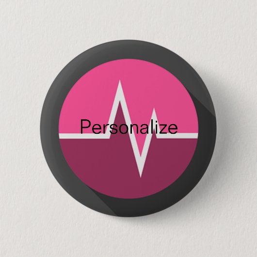 EKG-lijn medische verpleegster roze zwart Ronde Button 5,7 Cm (Voorkant)