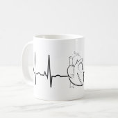 EKG met de Mok van een realistische hartkoffie (Voorkant links)