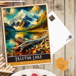 Eklutna Lake, Alaska | Schilderij in vintage stijl Briefkaart