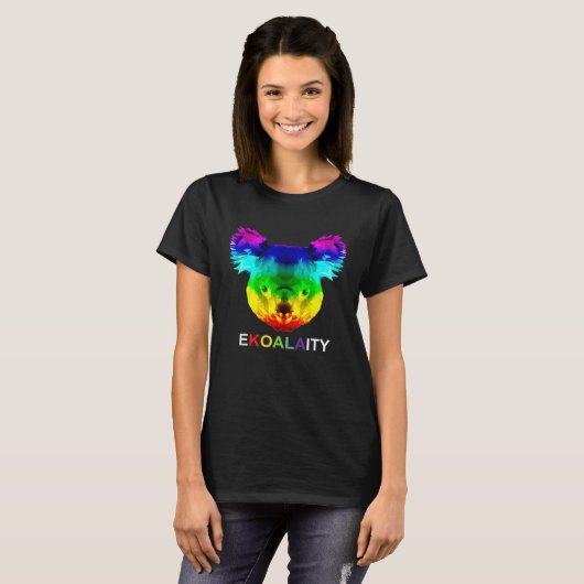 Ekoalaity Cute Koala Beer Gay Lgbt Rainbow Pride T-shirt (Voorkant volledig)