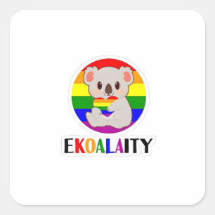Ekoalaty Equality Gay Koala Beer Grappig LGBT Rain Vierkante Sticker