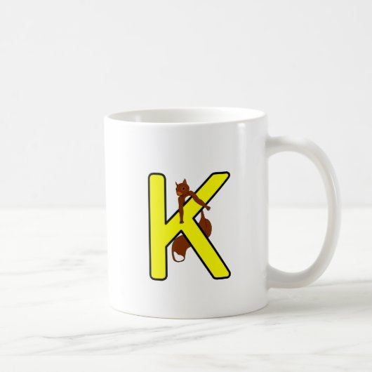 Ekorrmugg Bokstav K Vänsterhand Kaffemugg Koffiemok (Rechts)