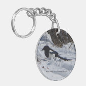 Ekster van Rocky Mountain-acryl sleutelhanger (Voorkant Links)