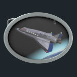 El Al Maslool Space Shuttle Gesp<br><div class="desc">Voor toekomstige joodse astronauten. Een digitale weergave van een ruimtevaartuig van El Al (Israëls iconische nationale luchtvaartmaatschappij) dat een baan om de aarde ingaat. De aarde wordt hieronder gezien; een ruimtestation zweeft in de verte. Maslool is het Hebreeuwse woord voor "orbit"</div>
