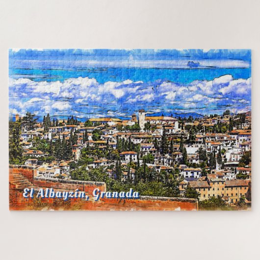 El Albayzín, Granada, Andalusië, Spanje. Legpuzzel (Horizontaal)