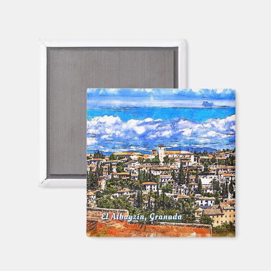El Albayzín, Granada, Andalusië, Spanje. Magneet (Voorkant / Achterkant)