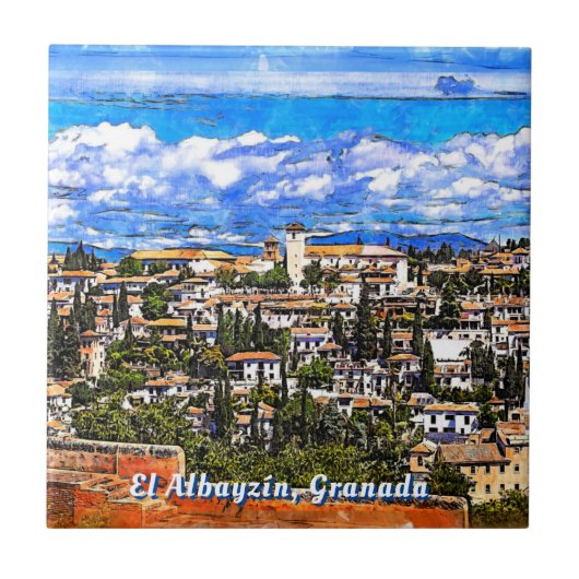 El Albayzín, Granada, Andalusië, Spanje. Tegeltje (Voorkant)