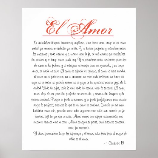 El Amor 1 Corintios 13 Poster (Voorkant)