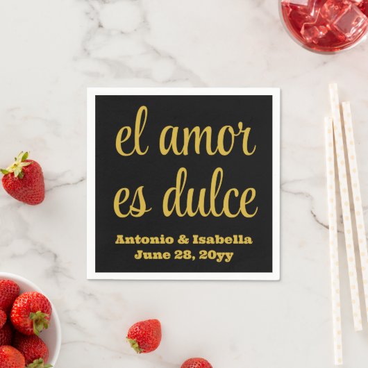 El amor es dulce bruiloft receptie servet papieren (Insitu)
