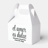 El amor es dulce bruiloft receptie traktatie voor  bedankdoosjes (Voorkant Zijde)