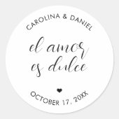 El Amor es Dulce Favoriet Wedding Snoep Party Favo Ronde Sticker (Voorkant)