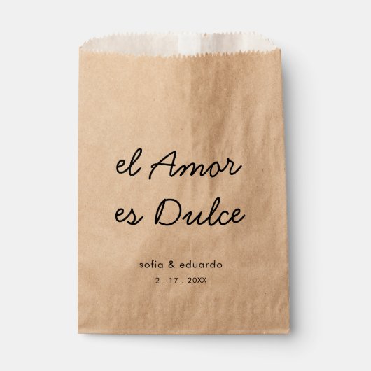El Amor es Dulce Wedding Bedankt Cookie snoep Bedankzakje (Voorkant)