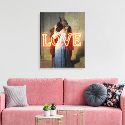 El Bacio Remix – Neon “LOVE” Muurkunst & Merchandi Canvas Afdruk (Insitu (Woonkamer))