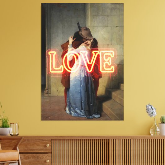 El Bacio Remix – Neon “LOVE” Wall Art & Merch Canvas Afdruk (Insitu (Woonkamer))
