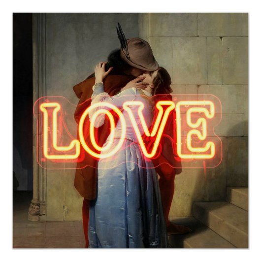 El Bacio Remix – Neon “LOVE” Wall Art & Merch Perfect Poster (Voorkant)