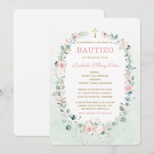 El Bautizo invitación de nuestra hi Kaart (Voorkant / Achterkant)