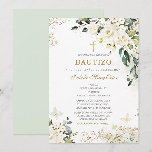 El Bautizo y Primer Añito de nuestra hija Kaart (Voorkant / Achterkant)