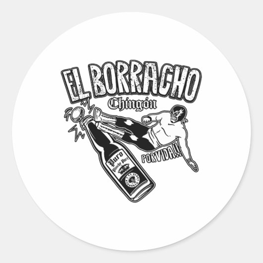 El Borracho Chingon Mexicaan Drink Cinco De Mayo Ronde Sticker (Voorkant)