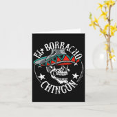 El Borracho Chingon Mexicaanse Suikerschedel Cinco Kaart (Gele Bloem)