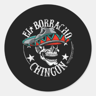 El Borracho Chingon Mexicaanse Suikerschedel Cinco Ronde Sticker