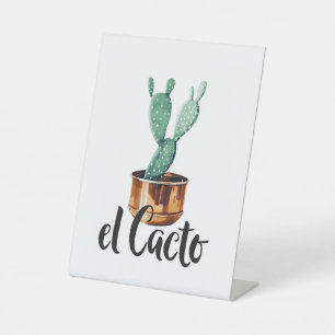 El Cactus Reclamebord Met Voetstuk