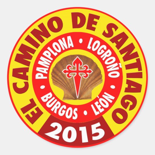 El Camino De Santiago 2015 Ronde Sticker (Voorkant)